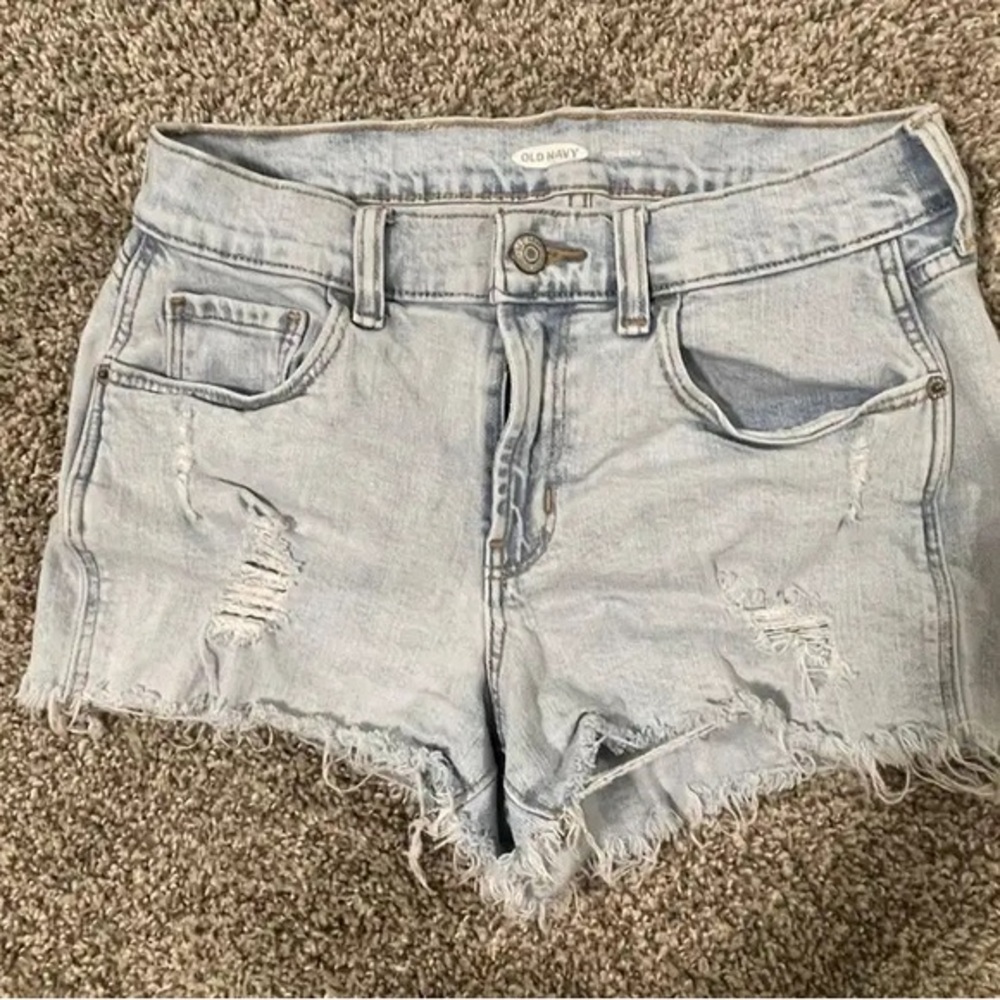 Mid-Rise Light Wash Boyfriend Denim Shorts - Old Navy Size 10